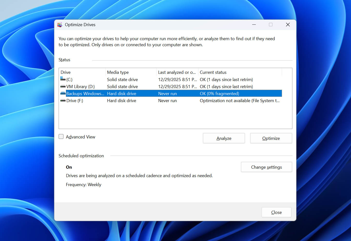 analyze drive fragmentation